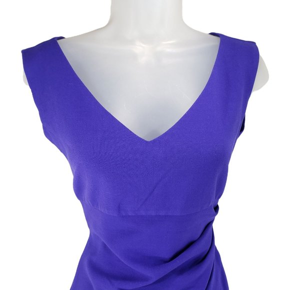 Diane von Furstenberg Bevin Bodycon Sleeveless Sheath Dress 2 Purple Ruched Side - Picture 12 of 15